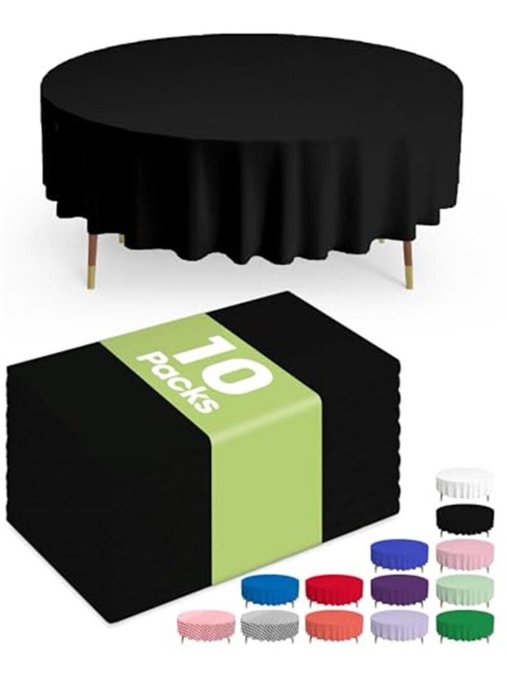 Plastic Table Cloth Disposable 10 Pack, 84'' Round Table Cloths